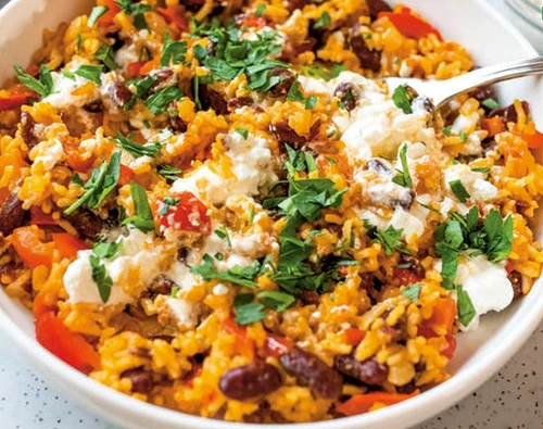 Orez cu boabe și legume noi