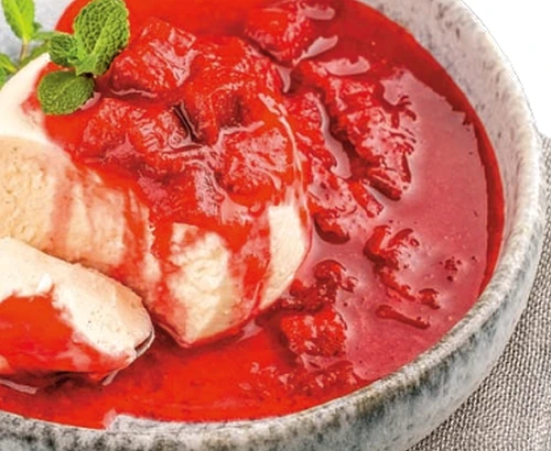 Mousse de brânză cu rubarbă și zmeură Mousse de brânză cu rubarbă și zmeură