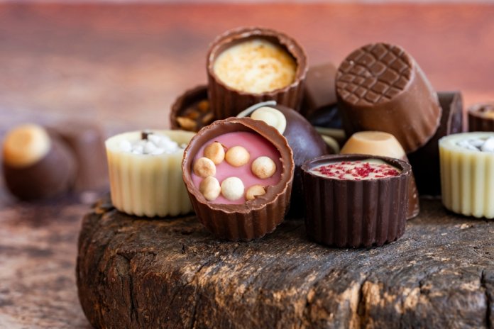 Assortment,Of,Chocolate,Pralines,-,Closeup,With,Selective,Focus